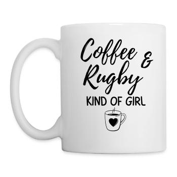 Café et rugby genre de fille. - Mug blanc - blanc - Gauche