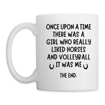 Une fille qui aimait beaucoup le volley-ball et les chevaux. - Mug blanc - blanc - Gauche