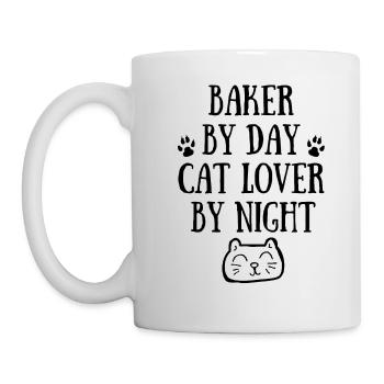 Boulanger de jour. Amoureux des chats la nuit. - Mug blanc - blanc - Gauche