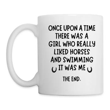 Une fille qui aimait beaucoup la natation et les chevaux. - Mug blanc - blanc - Gauche