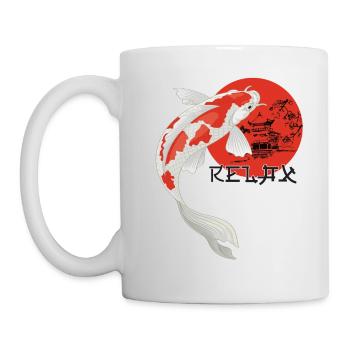 Relax Koi Karpfen Japan Gartenteich Showa - Tasse - Weiß - Links