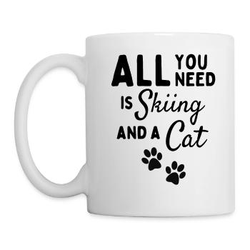 Alles, was Sie brauchen, ist Skifahren und eine Katze. - Tasse - Weiß - Links
