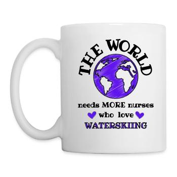 The world needs more nurses who love waterskiing - Mug - white - Left
