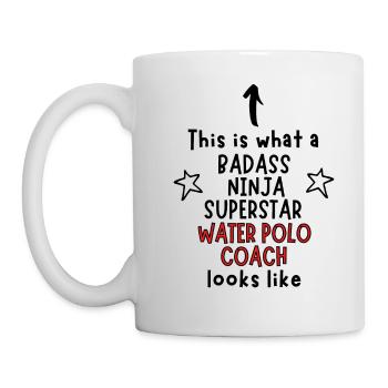 Badass, Ninja, Superstar, Entraîneur de water-polo - Mug blanc - blanc - Gauche