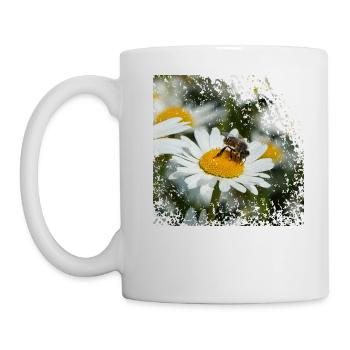 A bee collects pollen - Mug - white - Left