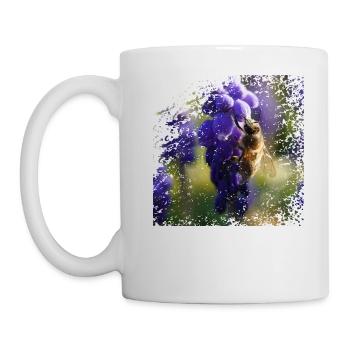 Honey bee searching for food - Mug - white - Left