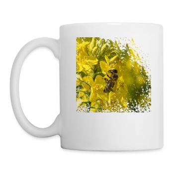 Bee on rapeseed blossom - Mug - white - Left