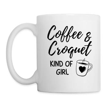 Kaffee & Krocket Art von Mädchen. - Tasse - Weiß - Links