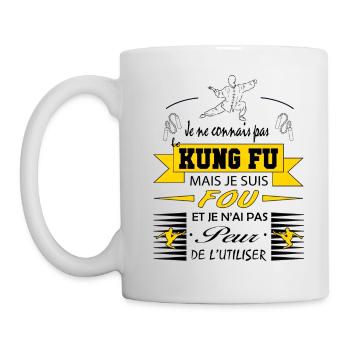 Cadeau humour sport - je ne connais pas le Kung fu - Mug blanc - blanc - Gauche