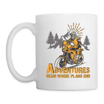 Adventure begins where plans end Adventure Bike - Mug - white - Left