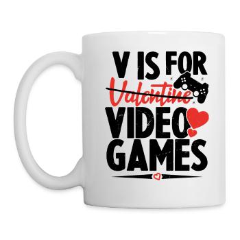 V ist für Videospiele Lustiger Valentinstag - Tasse - Weiß - Links