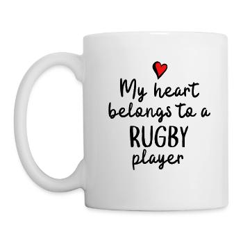 My heart belongs to a rugby player. - Mug - white - Left