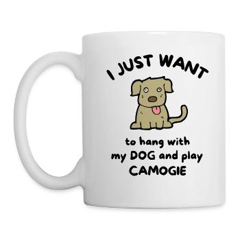 Je veux juste traîner avec mon chien et jouer au camogie. - Mug blanc - blanc - Gauche