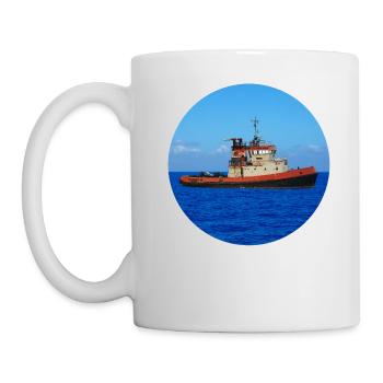 Feuerlöschboote sind spezielle Wasserfahrzeuge - Tasse - Weiß - Links