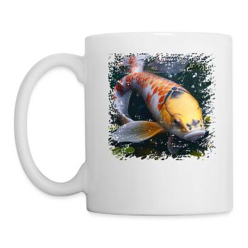 Les poissons Koi et les carpes ornementales sont originaires d’Asie - Mug blanc - blanc - Gauche