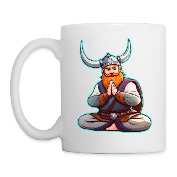 Niedlicher Wikinger macht Yoga - Tasse - Weiß - Links