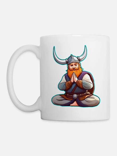Niedlicher Wikinger macht Yoga - Tasse - Weiß