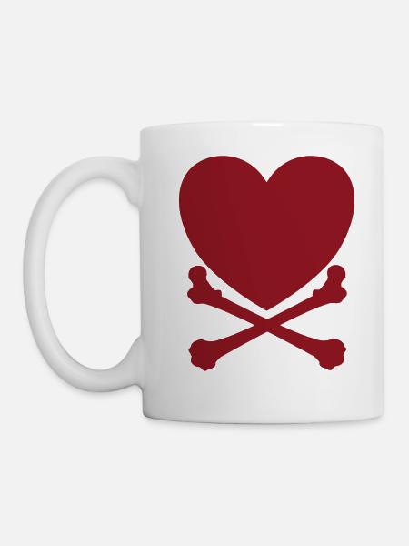 Herz mit Knochen Geschenk für Herzensbrecher - Tasse - Weiß