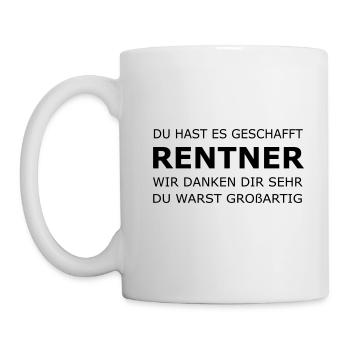 Rentner, Abschied der Kollegen aus der Firma - Tasse - Weiß - Links