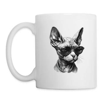 Coole Sphynx Katze mit Sonnenbrille - Tasse - Weiß - Links