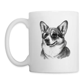 Cooler Corgi mit Sonnenbrille - Tasse - Weiß - Links