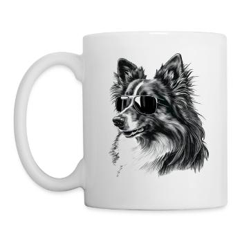 Cooler Shetland-Schäferhund mit Sonnenbrille - Tasse - Weiß - Links