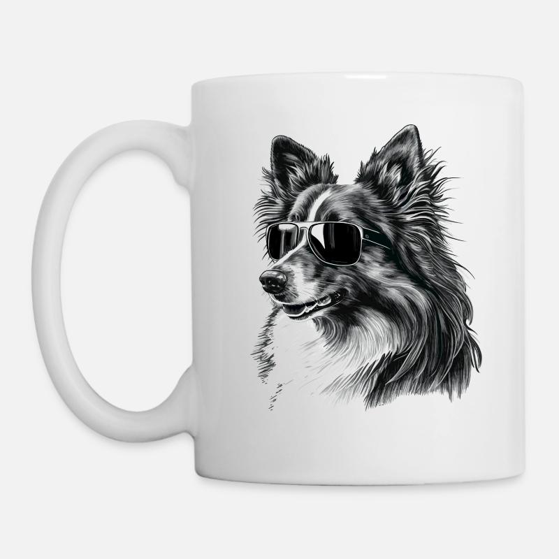Chien de berger Shetland cool portant des lunettes de soleil - Mug blanc - blanc