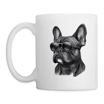 Cool bouledogue français portant des lunettes de soleil - Mug blanc - blanc - Gauche