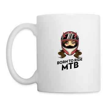 born to ride mtb mountain biking girl design - Mug - white - Left