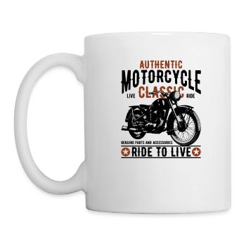 Motorrad Shirt - Tasse - Weiß - Links