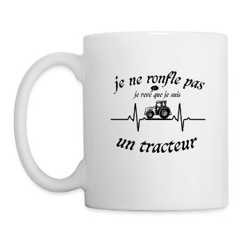 Je ne ronfle pas je rêve que je suis un tracteur - Mug blanc - blanc - Gauche