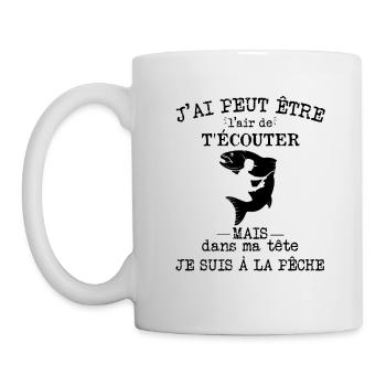 Pêche - Dans ma tête je suis à la pêche - Mug blanc - blanc - Gauche