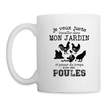 Travailler dans mon jardin avec mes poules - Mug blanc - blanc - Gauche
