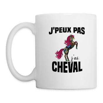 Je Peux Pas J'ai Cheval Cadeau Fleuri - Mug blanc - blanc - Gauche