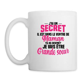 Tu as deviné je vais être grande soeur Humour - Mug blanc - blanc - Gauche