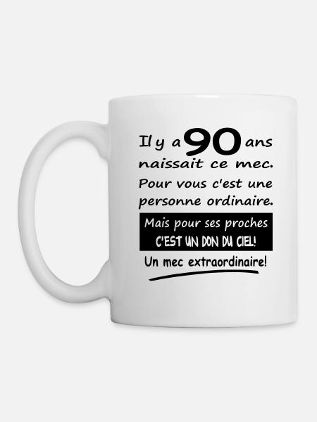 90 ans, anniversaire 90 ans, homme 90 ans - Mug blanc - blanc