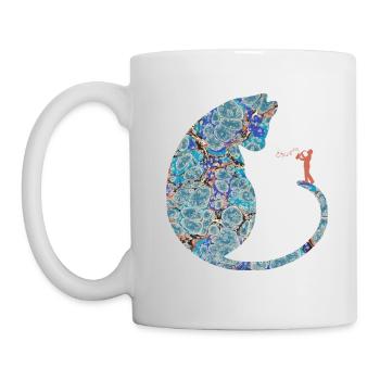 katze mit saxophon e 238 - Tasse - Weiß - Links