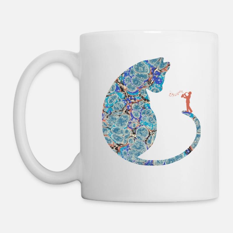 katze mit saxophon e 238 - Tasse - Weiß