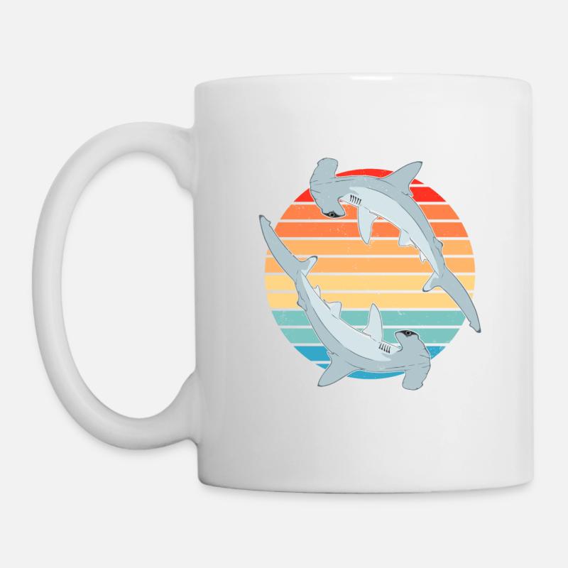 Hammerhai Retro Sonnenuntergang - Tasse - Weiß