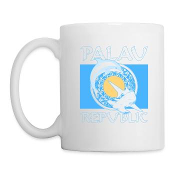 Requin-marteau et drapeau dauphin Palau - Mug blanc - blanc - Gauche