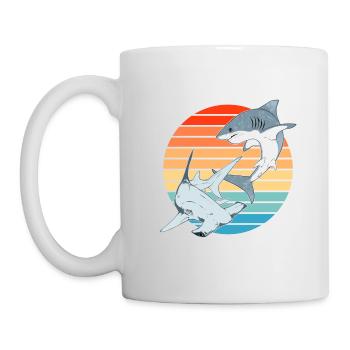 Hammerhead shark and great white shark - Mug - white - Left