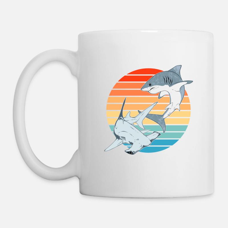Requin-marteau et grand requin blanc - Mug blanc - blanc
