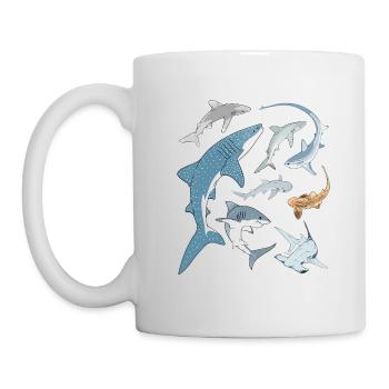 Types of Sharks Haiarten - Tasse - Weiß - Links