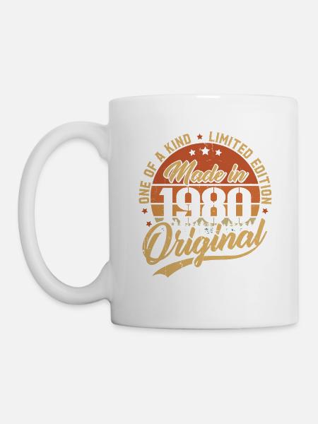 1980 Vintage Né Rétro Vintage Cadeau Anniversaire - Mug blanc - blanc