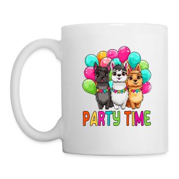 Party time süße Lamas bunte Luftballons Kinder - Tasse - Weiß - Links