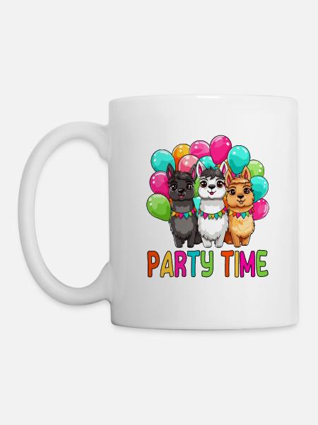 Party time süße Lamas bunte Luftballons Kinder - Tasse - Weiß