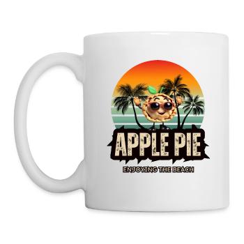 tarte aux pommes située sur la plage - Mug blanc - blanc - Gauche