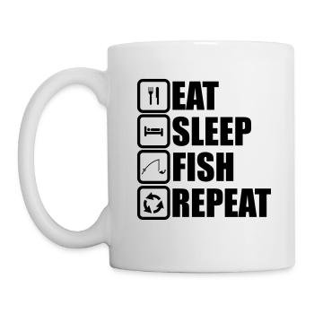 Manger, dormir, pêcher, cadeau pêche, pêcheur - Mug blanc - blanc - Gauche