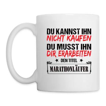 Titel Marathonläufer - Laufen - Joggen - Geschenk - Tasse - Weiß - Links