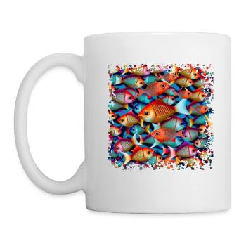 Many fish swim in large schools - Mug - white - Left